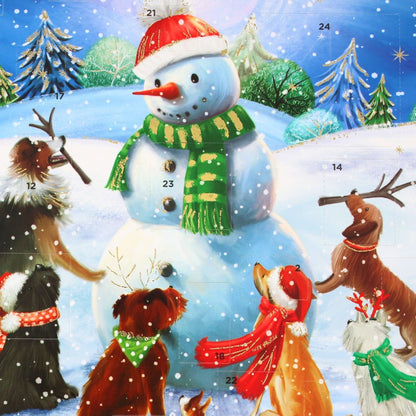 Traditional Picture Advent Calendar Dogs Around Snowman Christmas Countdown Gift