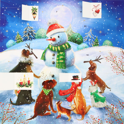 Traditional Picture Advent Calendar Dogs Around Snowman Christmas Countdown Gift