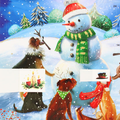 Traditional Picture Advent Calendar Dogs Around Snowman Christmas Countdown Gift