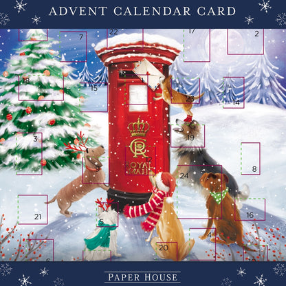Advent Calendar Christmas Card Cute Festive Dogs Xmas Countdown Greeting Card