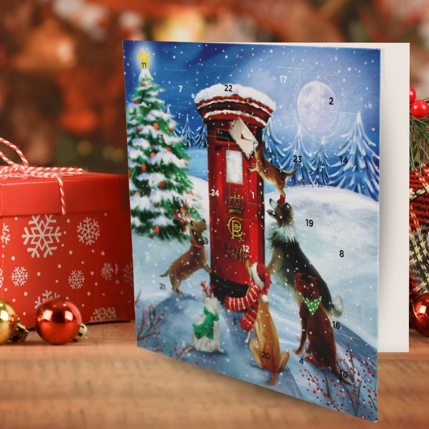 Advent Calendar Christmas Card Cute Festive Dogs Xmas Countdown Greeting Card