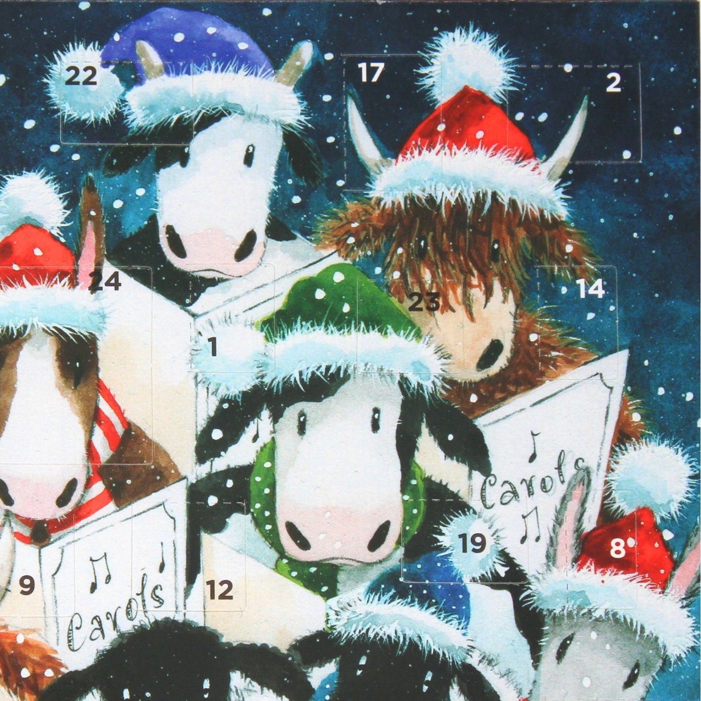 Advent Calendar Christmas Card Farm Animal Xmas Carols Countdown Greeting Card