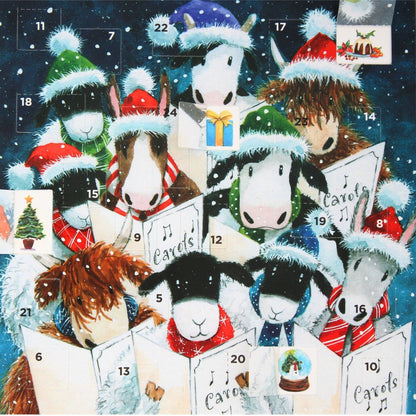 Advent Calendar Christmas Card Farm Animal Xmas Carols Countdown Greeting Card
