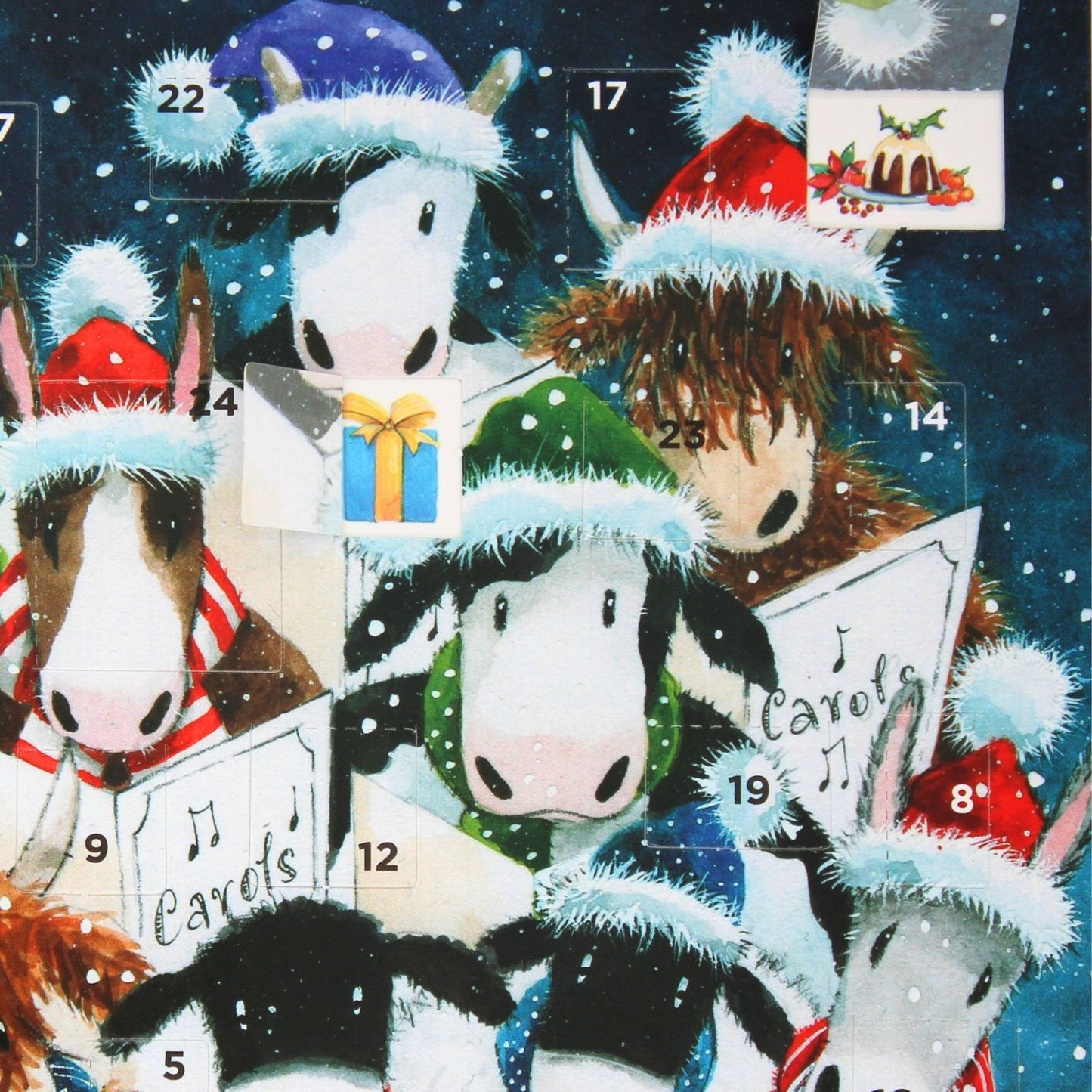 Advent Calendar Christmas Card Farm Animal Xmas Carols Countdown Greeting Card