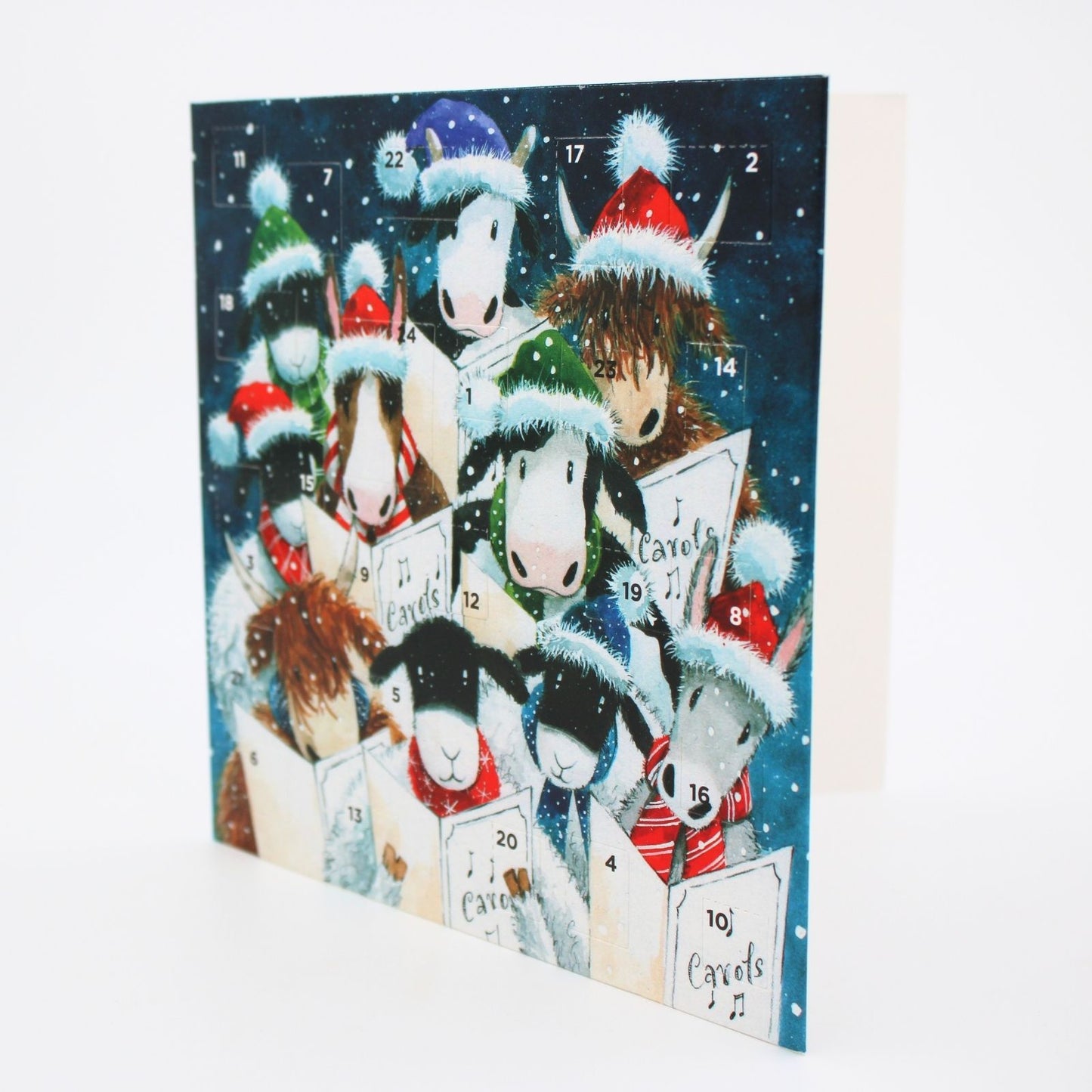 Advent Calendar Christmas Card Farm Animal Xmas Carols Countdown Greeting Card