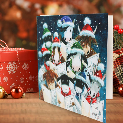 Advent Calendar Christmas Card Farm Animal Xmas Carols Countdown Greeting Card