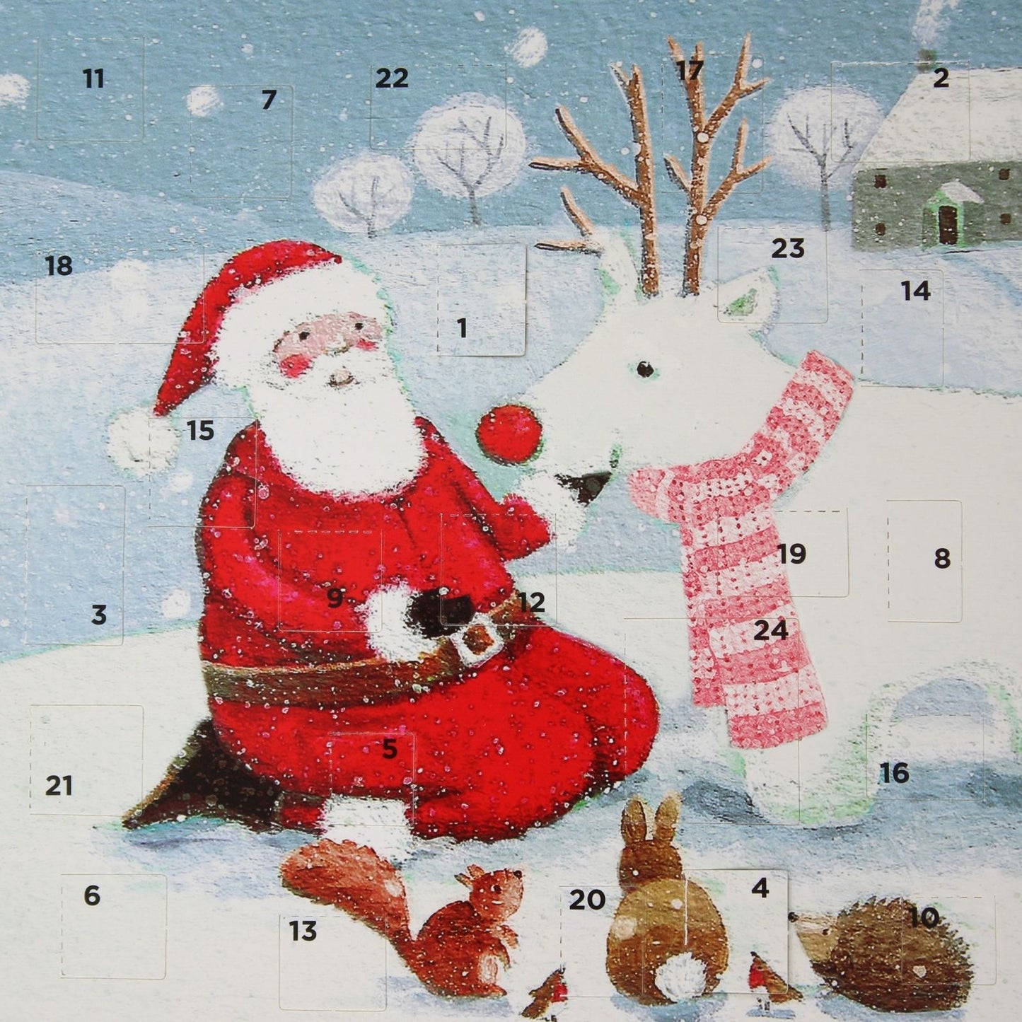 Advent Calendar Christmas Card Festive Snowy Santa Xmas Countdown Greeting Card