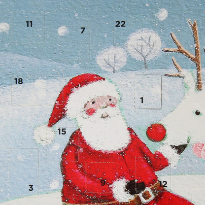 Advent Calendar Christmas Card Festive Snowy Santa Xmas Countdown Greeting Card