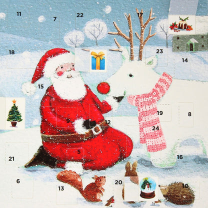 Advent Calendar Christmas Card Festive Snowy Santa Xmas Countdown Greeting Card
