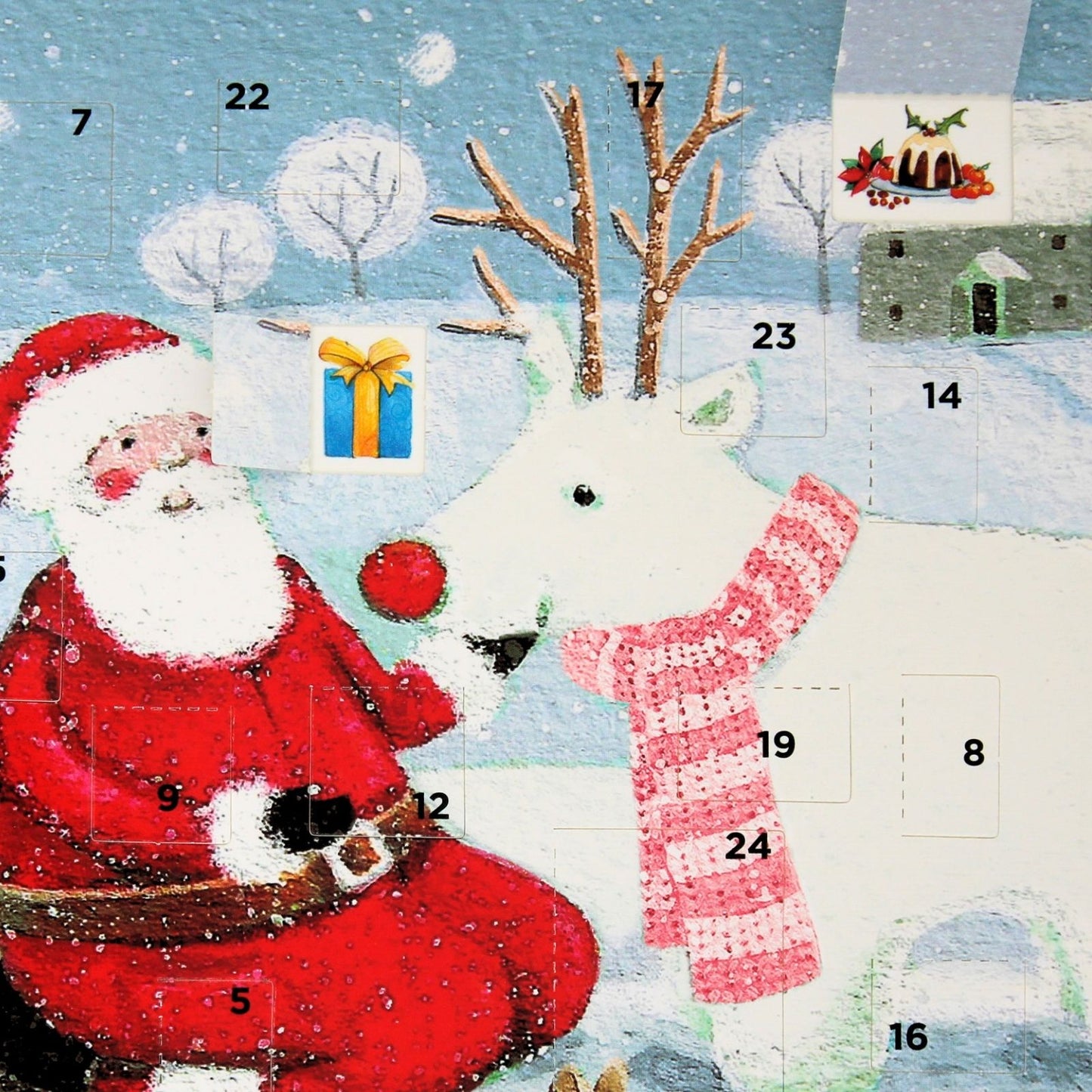 Advent Calendar Christmas Card Festive Snowy Santa Xmas Countdown Greeting Card