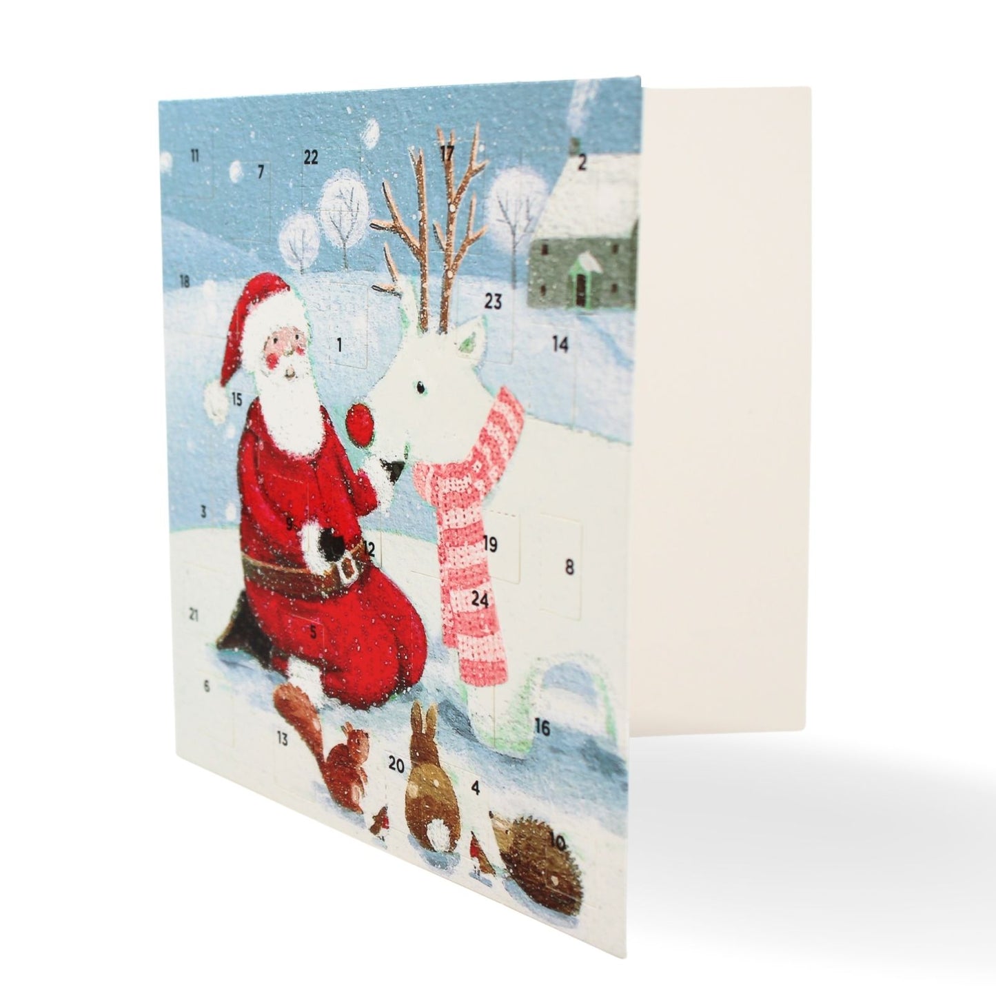 Advent Calendar Christmas Card Festive Snowy Santa Xmas Countdown Greeting Card