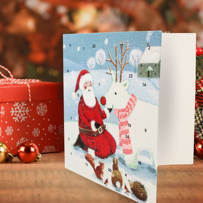 Advent Calendar Christmas Card Festive Snowy Santa Xmas Countdown Greeting Card