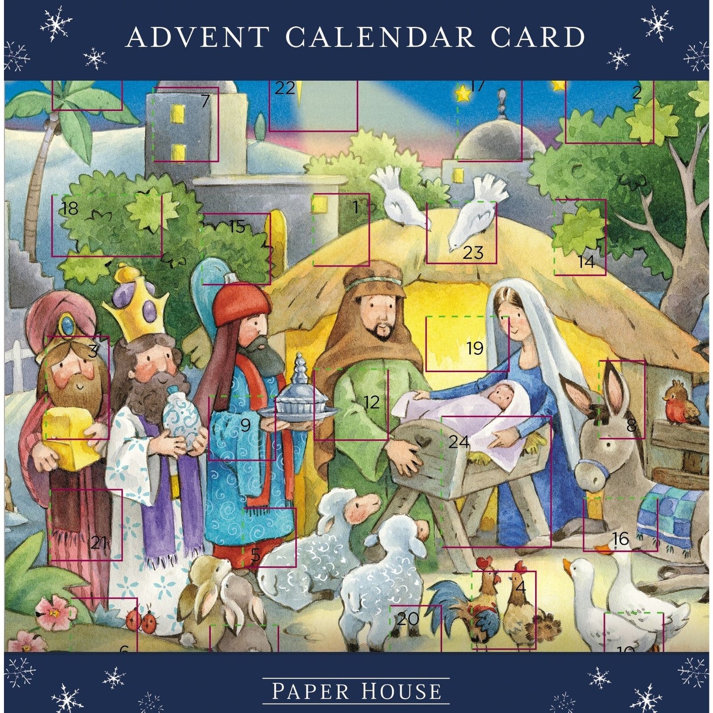 Advent Calendar Christmas Card Religious Nativity Xmas Countdown Greeting Card