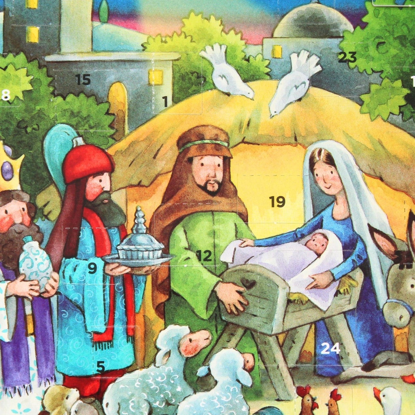 Advent Calendar Christmas Card Religious Nativity Xmas Countdown Greeting Card