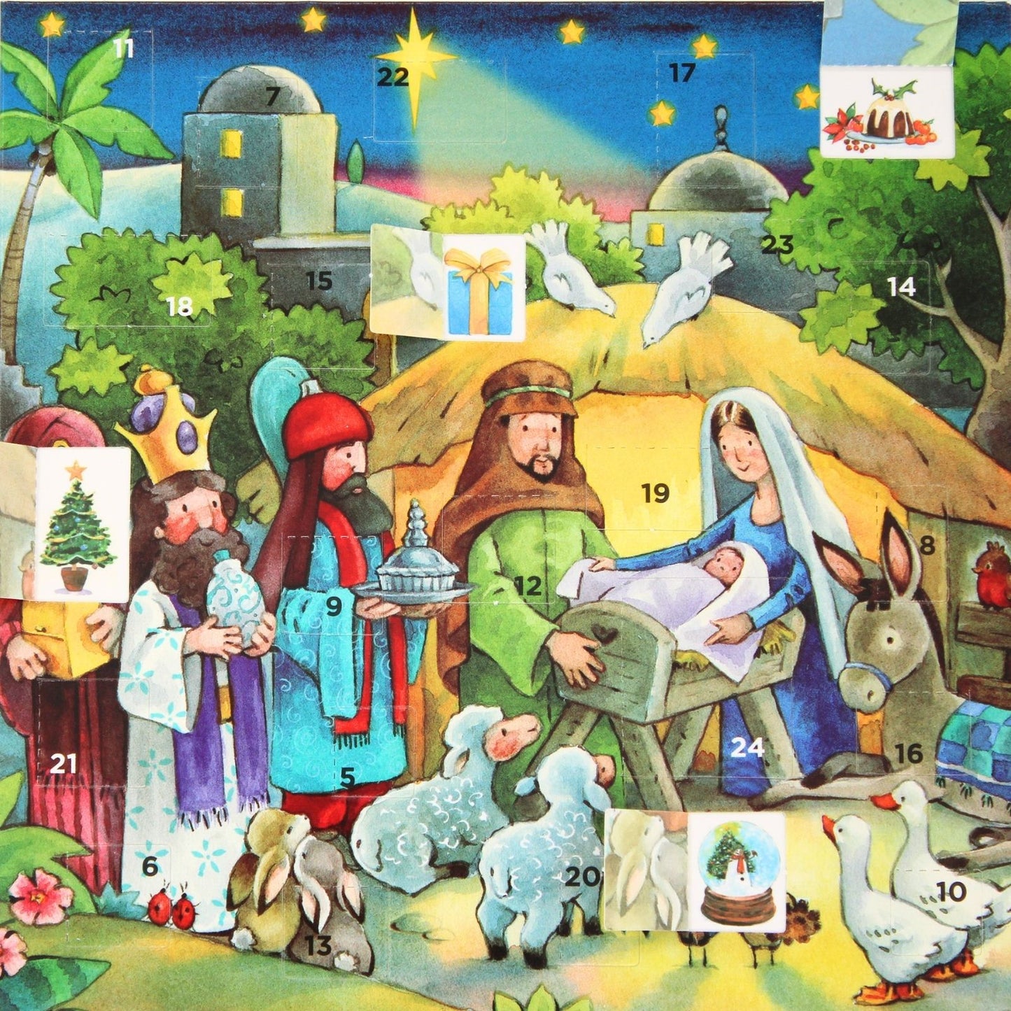 Advent Calendar Christmas Card Religious Nativity Xmas Countdown Greeting Card