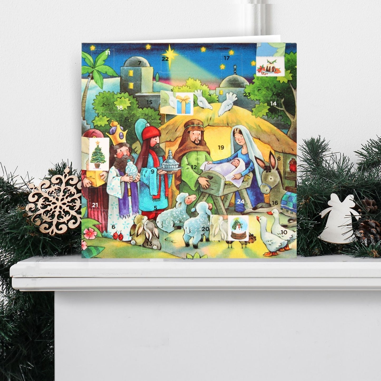 Advent Calendar Christmas Card Religious Nativity Xmas Countdown Greeting Card