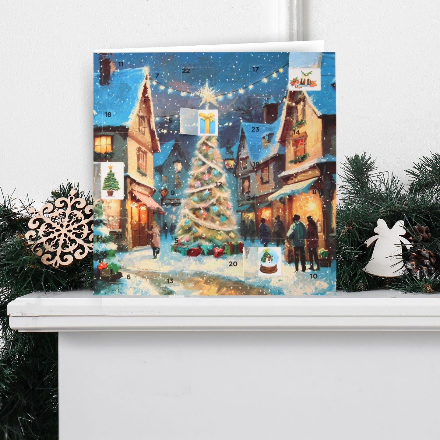 Advent Calendar Christmas Card Village Wonderland Xmas Countdown Greeting Card