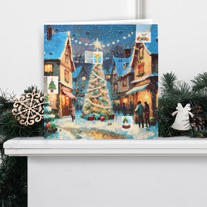 Advent Calendar Christmas Card Village Wonderland Xmas Countdown Greeting Card