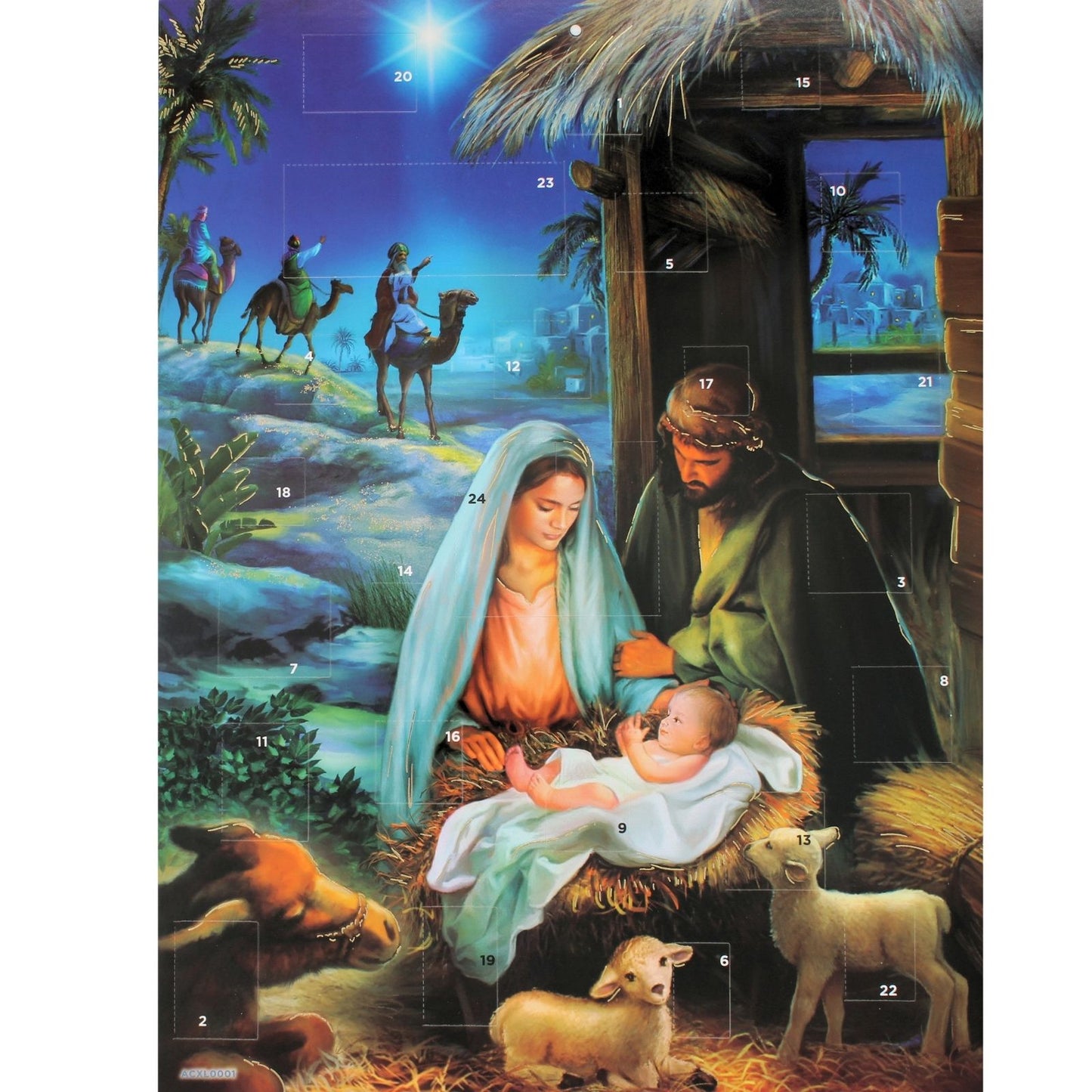 Large Traditional Picture Advent Calendar Religious Nativity Christmas Gift