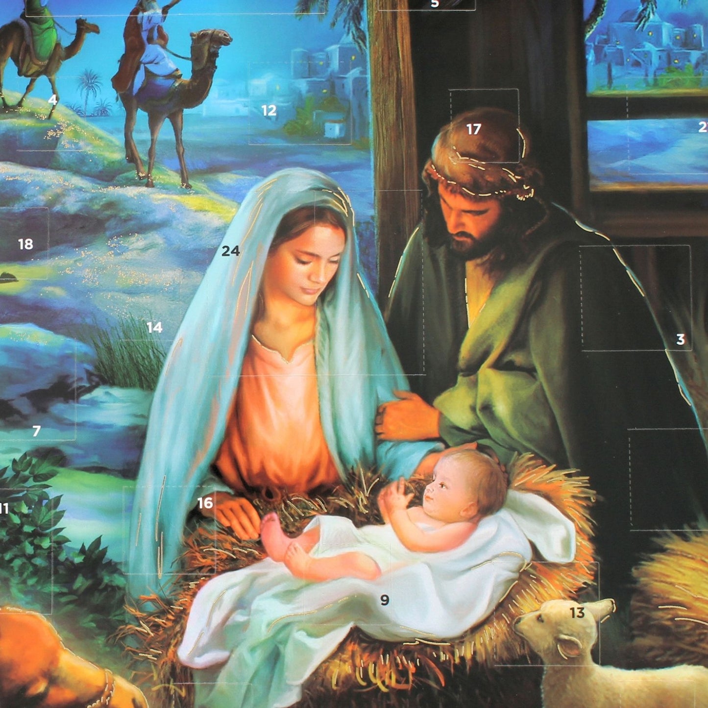 Large Traditional Picture Advent Calendar Religious Nativity Christmas Gift
