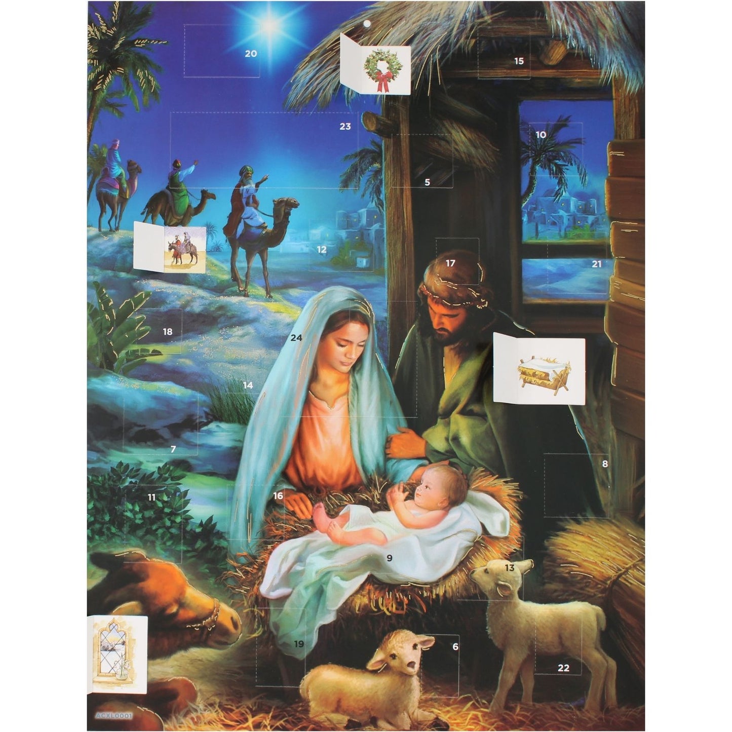 Large Traditional Picture Advent Calendar Religious Nativity Christmas Gift