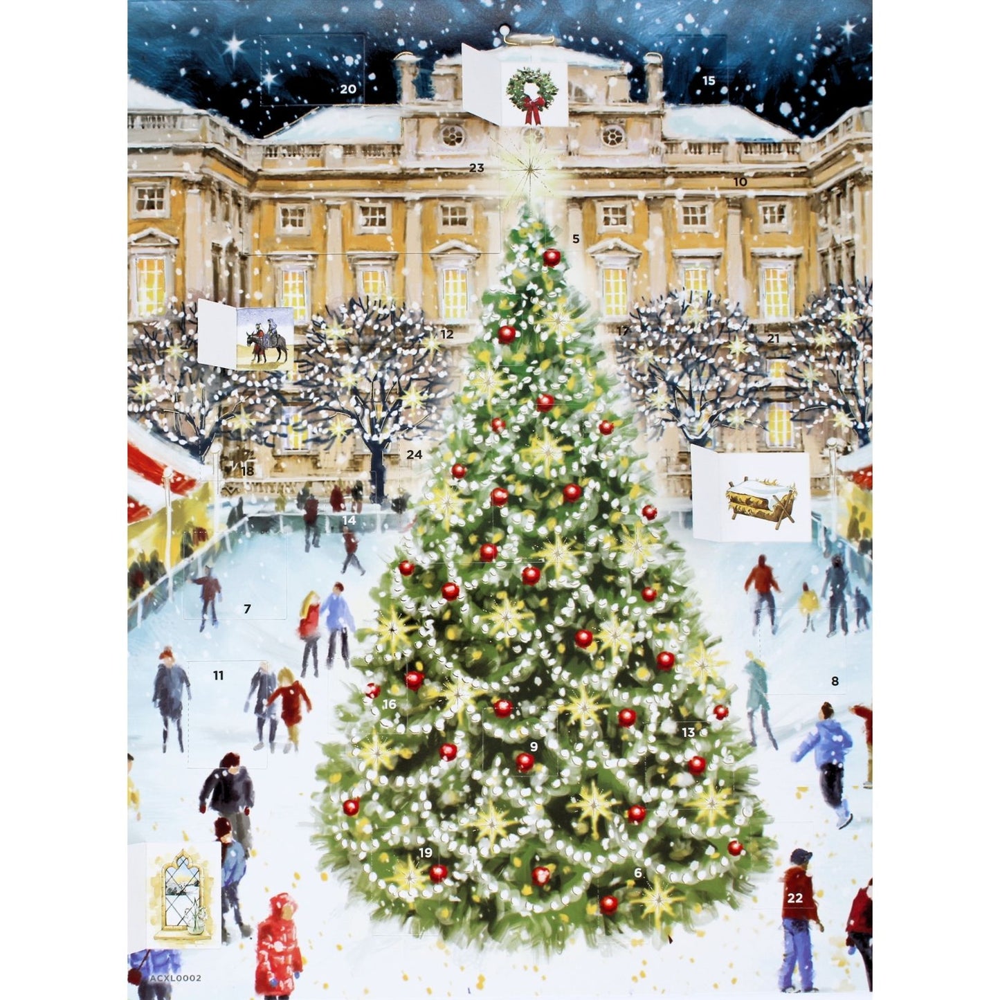 Large Traditional Picture Advent Calendar Ice Skating Christmas Countdown Gift