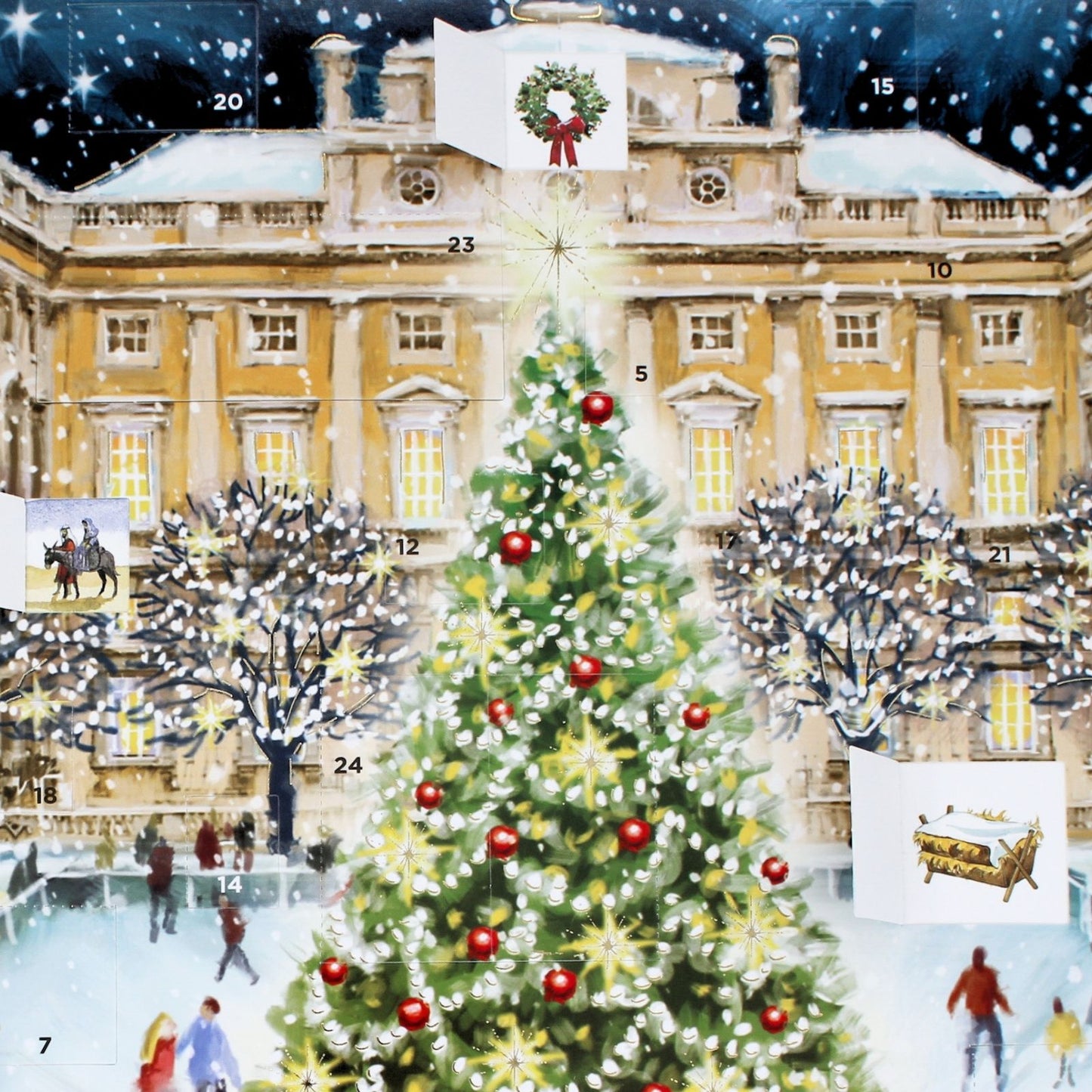 Large Traditional Picture Advent Calendar Ice Skating Christmas Countdown Gift