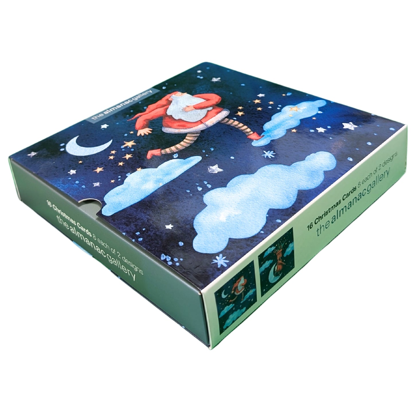 Box of 16 Santa In The Starry Sky Christmas Cards In 2 Designs
