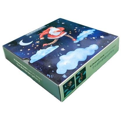 Box of 16 Santa In The Starry Sky Christmas Cards In 2 Designs