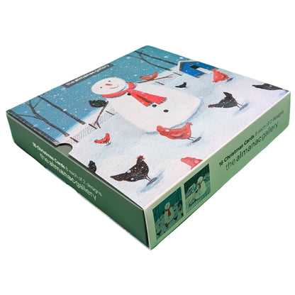 Box of 16 Snowman On The Farm Christmas Cards In 2 Designs