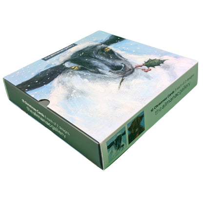 Box of 16 Ewe & Moo Cattle & Sheep Christmas Cards In 2 Designs