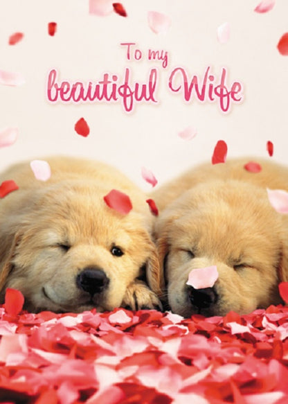 Avanti Beautiful Wife Cute Golden Retriever Valentine's Day Card