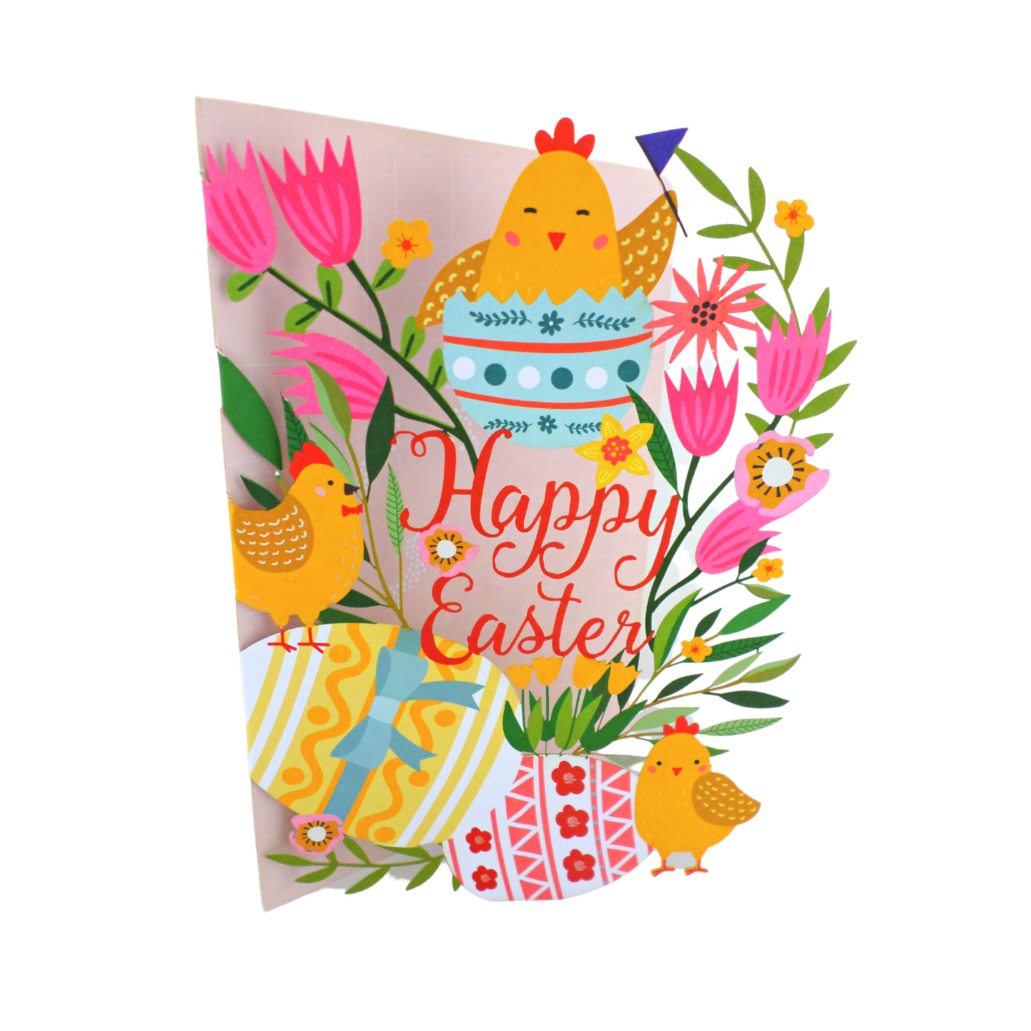 Paper Cut Art Easter Chick Happy Easter Greeting Card