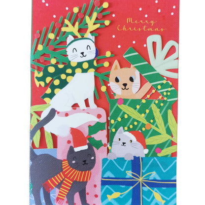 Paper Cut Art Merry Christmas Cats Purrfect Laser Cut Christmas Greeting Card