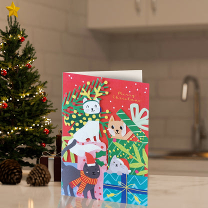 Paper Cut Art Merry Christmas Cats Purrfect Laser Cut Christmas Greeting Card