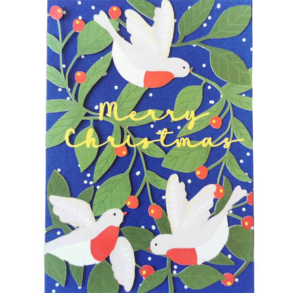 Paper Cut Art Mistletoe Robins Laser Cut Christmas Greeting Card