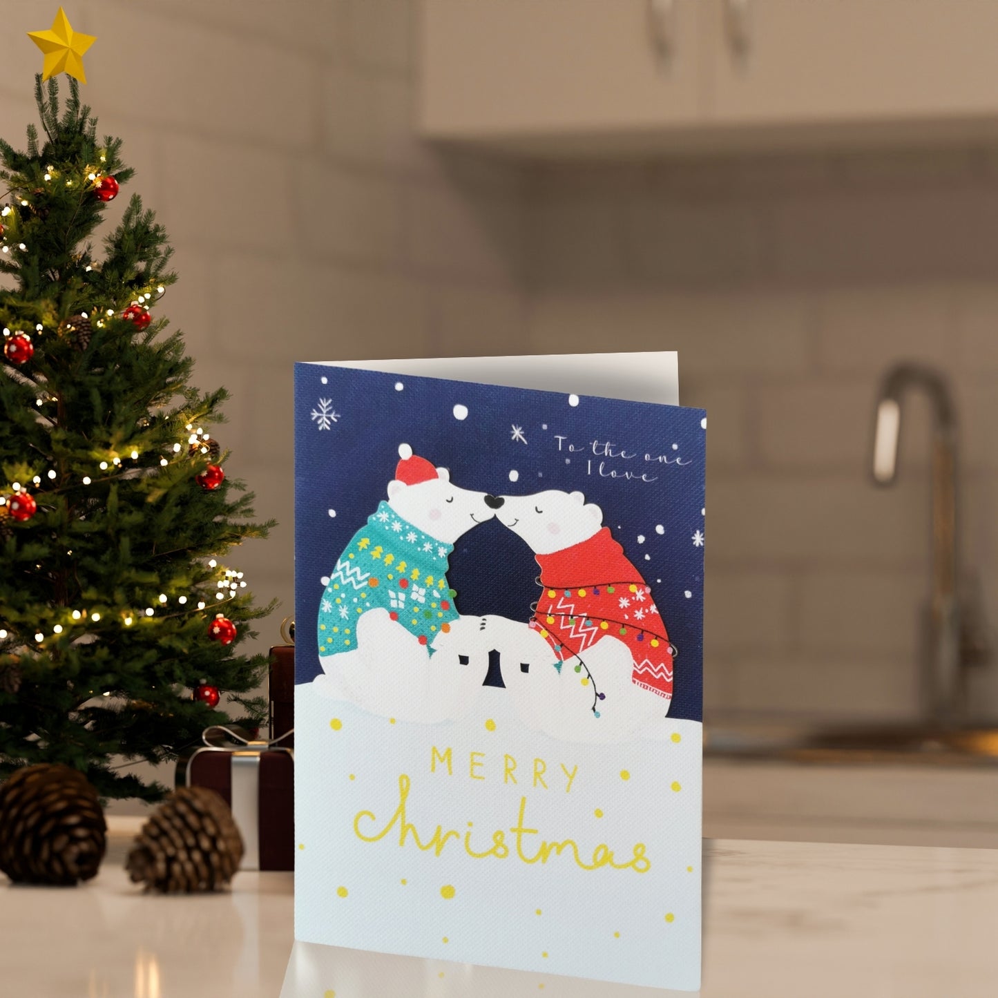 Paper Cut Art One I Love Polar Bears Snuggly Laser Cut Christmas Greeting Card