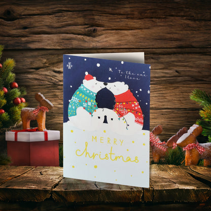 Paper Cut Art One I Love Polar Bears Snuggly Laser Cut Christmas Greeting Card