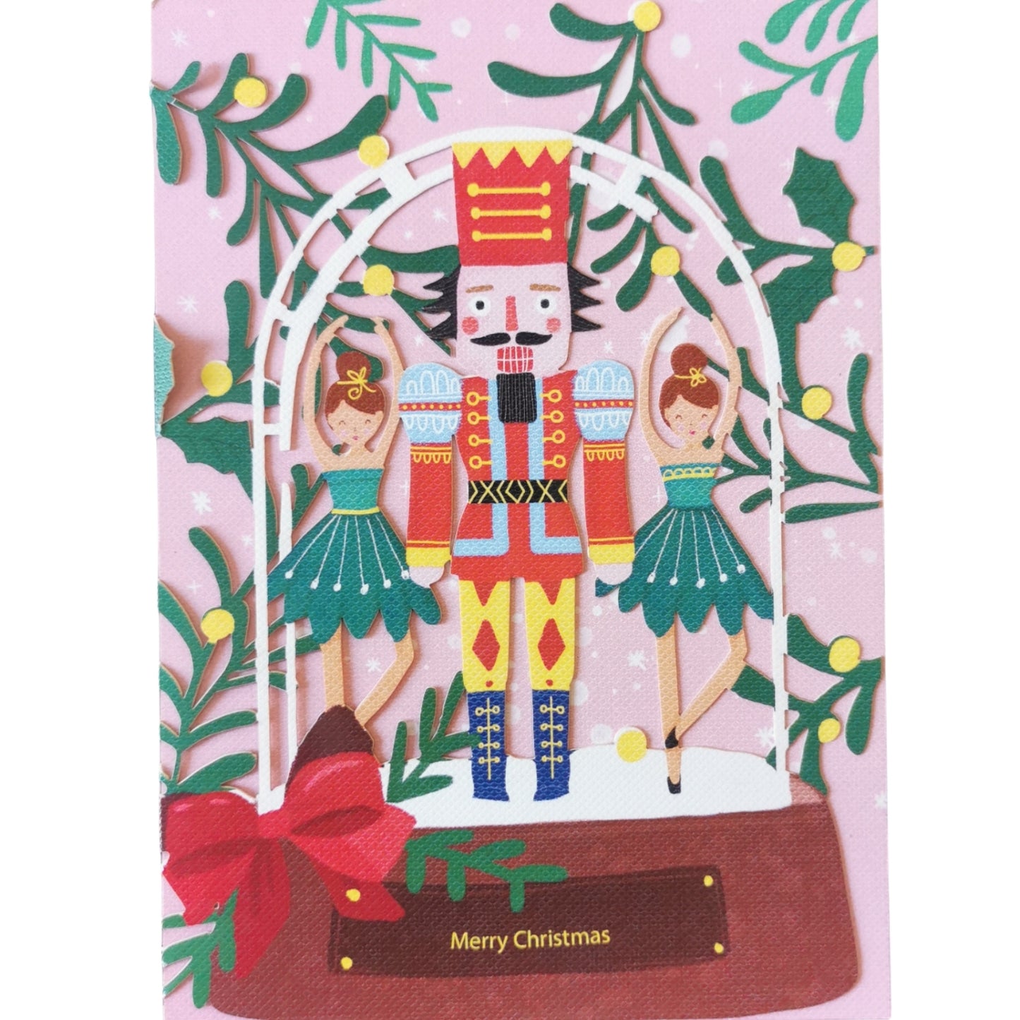 Paper Cut Art Nutcracker Snowglobe Laser Cut Christmas Greeting Card