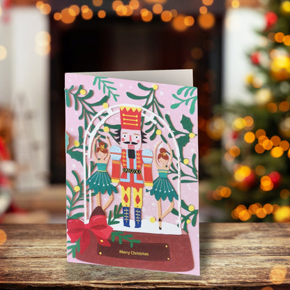 Paper Cut Art Nutcracker Snowglobe Laser Cut Christmas Greeting Card
