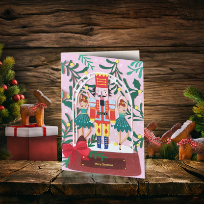Paper Cut Art Nutcracker Snowglobe Laser Cut Christmas Greeting Card
