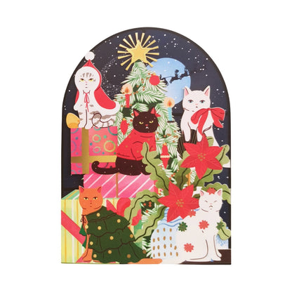 Paper Cut Art Christmas Card Laser Cut Festive Dressed Cats Xmas Greeting Cards