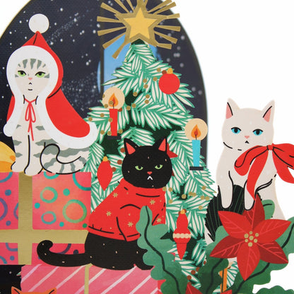 Paper Cut Art Christmas Card Laser Cut Festive Dressed Cats Xmas Greeting Cards