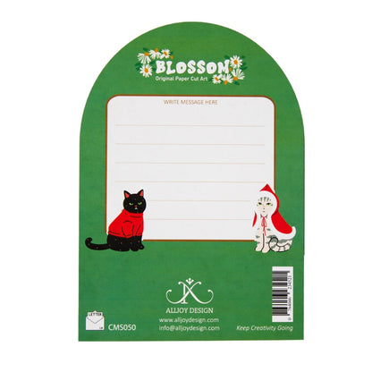 Paper Cut Art Christmas Card Laser Cut Festive Dressed Cats Xmas Greeting Cards