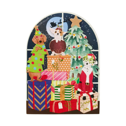 Paper Cut Art Christmas Card Laser Cut Festive Dressed Dogs Xmas Greeting Cards