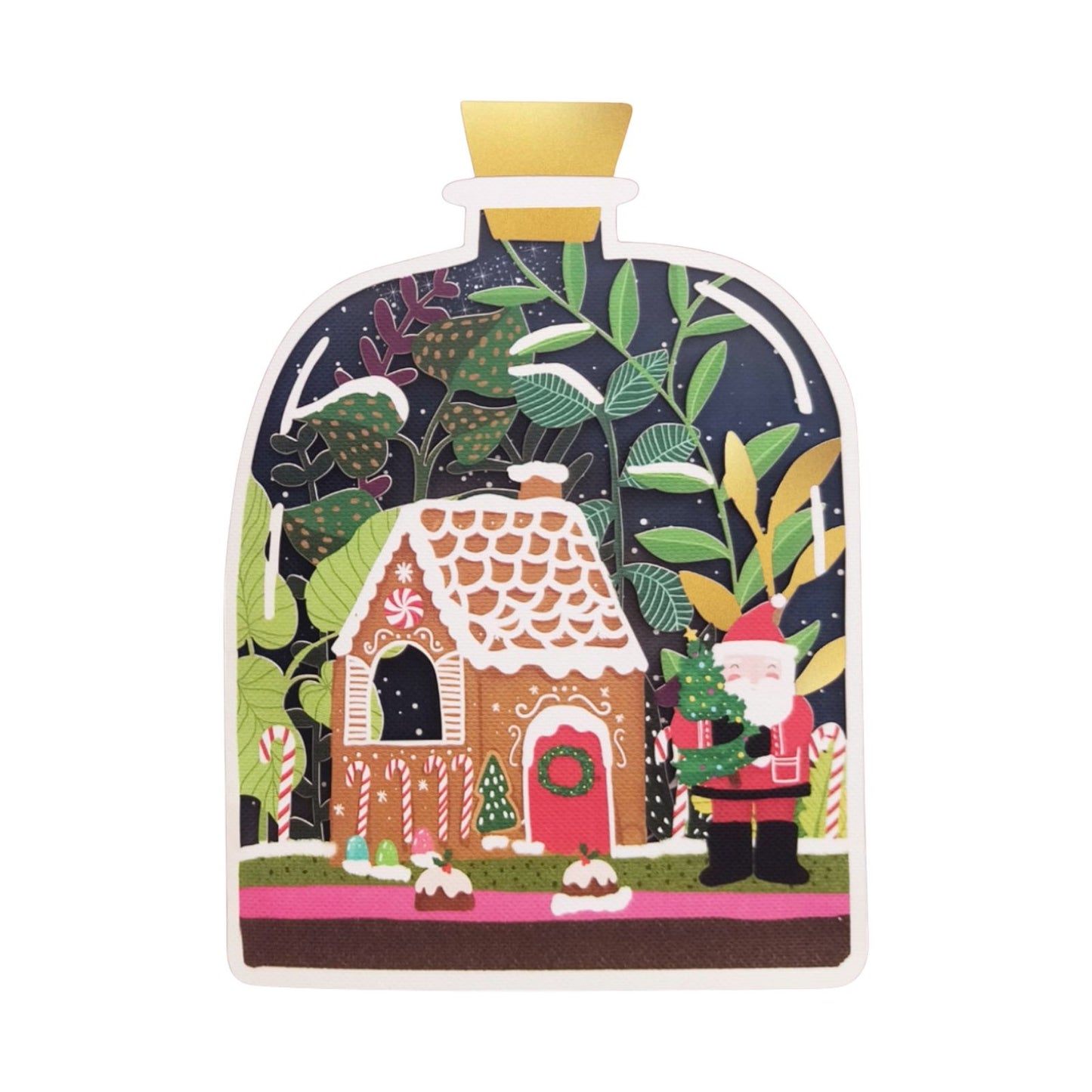 Paper Cut Art Christmas Card Laser Cut Gingerbread House Xmas Greeting Cards