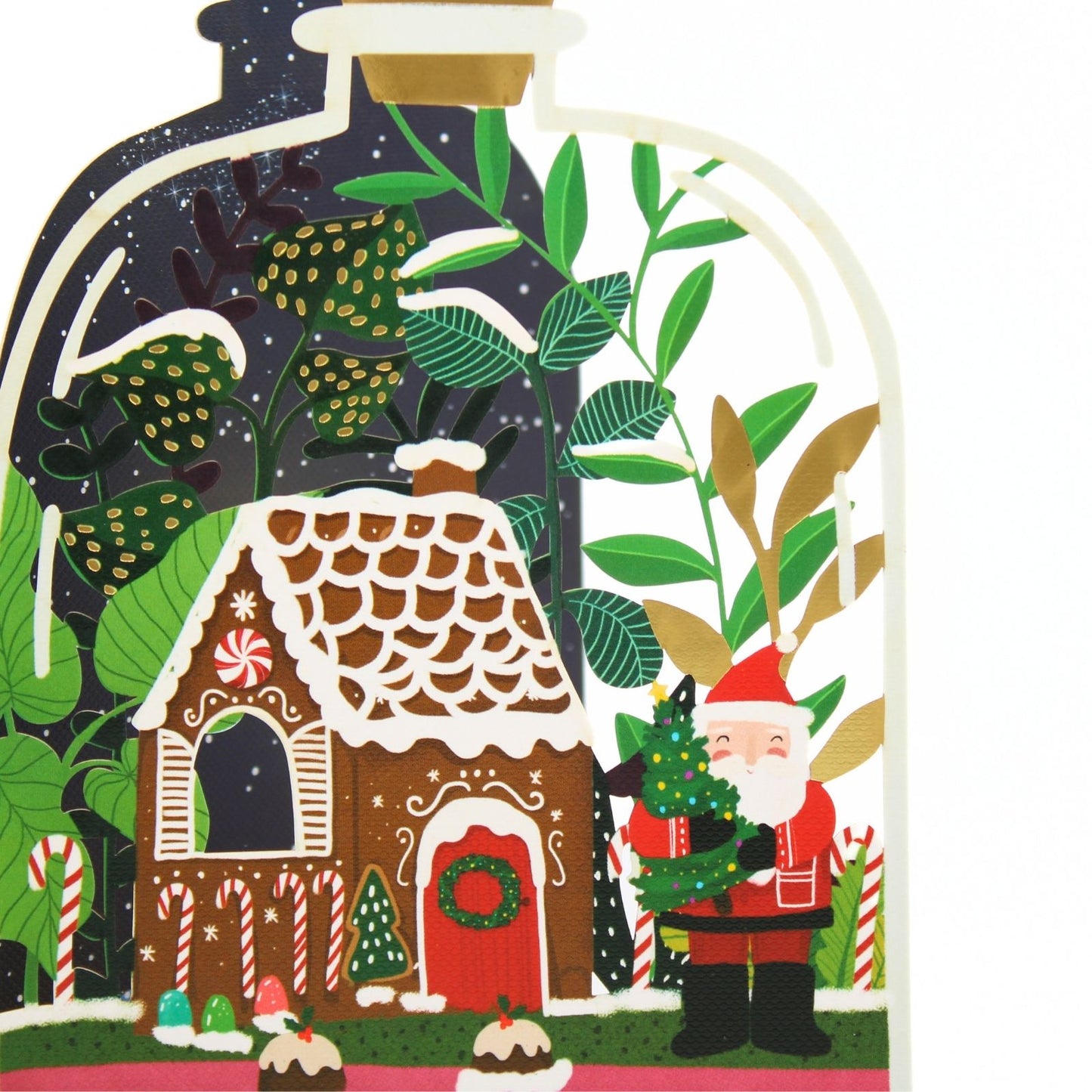 Paper Cut Art Christmas Card Laser Cut Gingerbread House Xmas Greeting Cards
