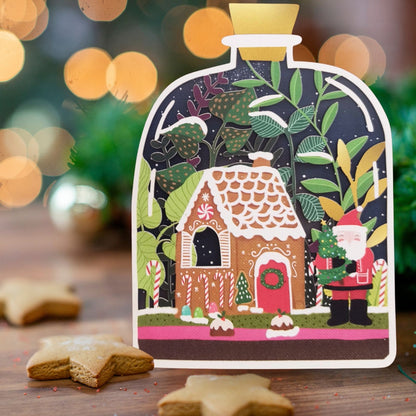 Paper Cut Art Christmas Card Laser Cut Gingerbread House Xmas Greeting Cards