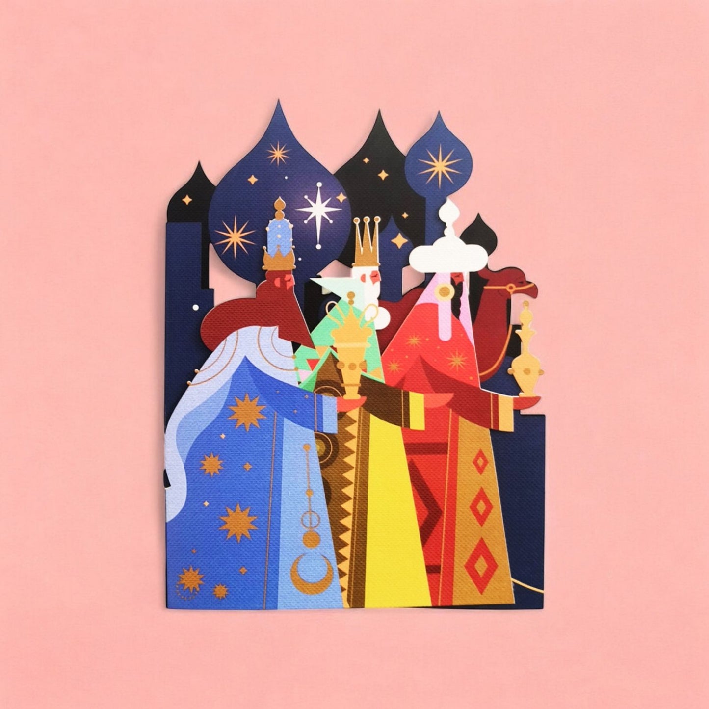 Paper Cut Art Christmas Card Laser Cut Nativity Three Kings Xmas Greeting Cards