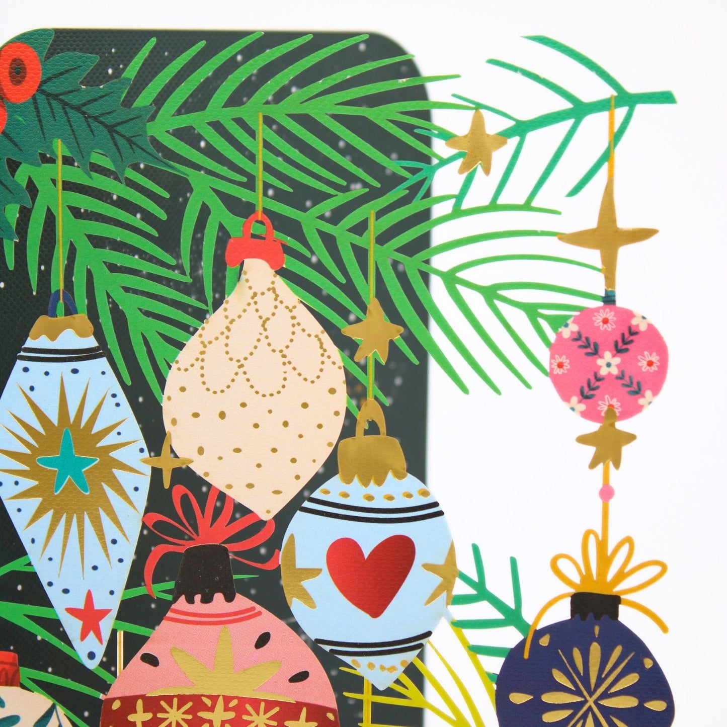 Paper Cut Art Christmas Card Laser Cut Xmas Baubles Xmas Greeting Cards